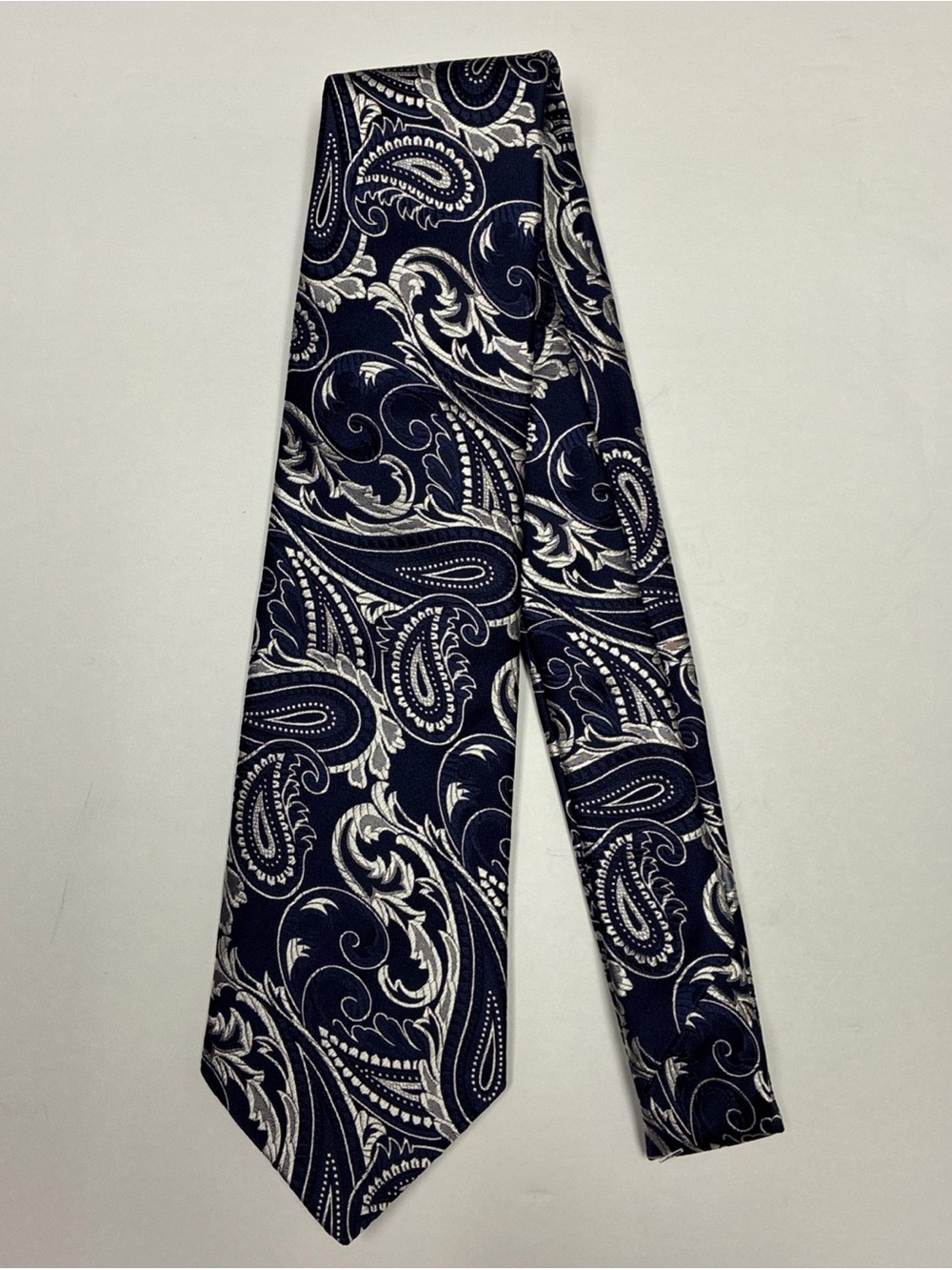 Turnbull & Asser Navy and White Jacquard Paisley Men’s Tie